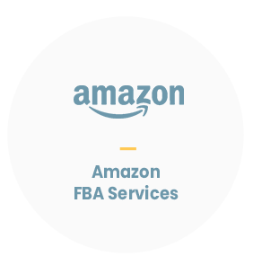 amazon logo with text "amazon FBA services"